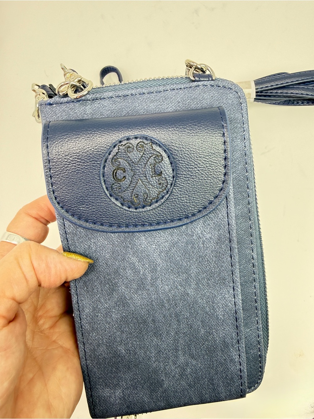 CXL by CHRISTIAN LACROIX Phia Pu Denim Phone Crossbody Zip Wallet Wristlet NWT